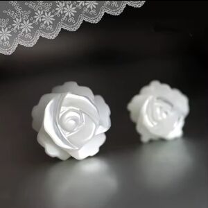 White Rose carved earrings